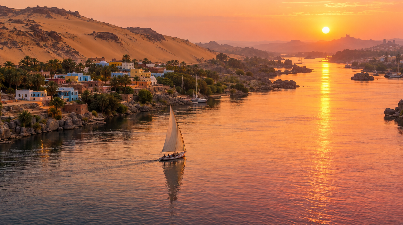 A felucca at sunset, the last evening on the Nile